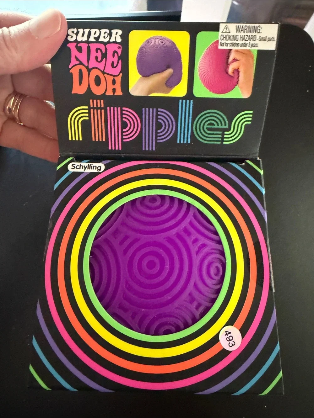 New Nee Doh Schylling Super Size Jumbo Textured Ripples Squishy Ball Purple Toy
